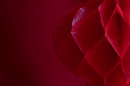 Chinese Red Lantern on a red background with copy space for text or imageの写真素材