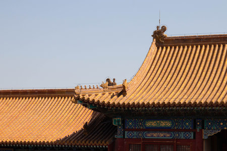 Roof of the Forbidden City in Beijing, China. It is the Chinese imperial palace.の写真素材
