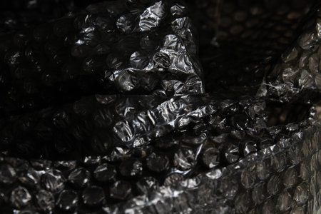 Close up Texture and Pattern of Black Bubble Wrap for background