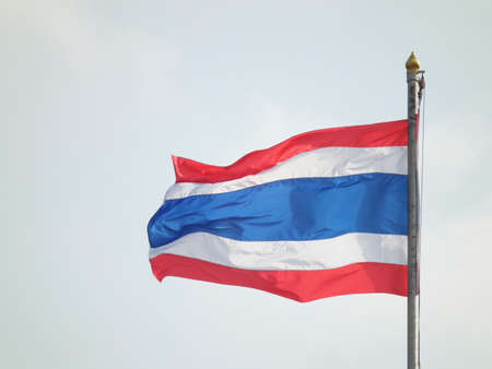 Thai flag of Thailand with blue sky 