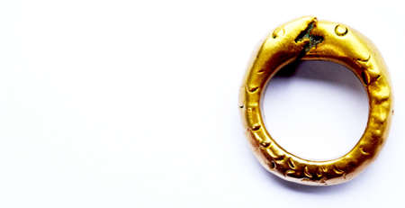 two snake kissing gold ringの写真素材