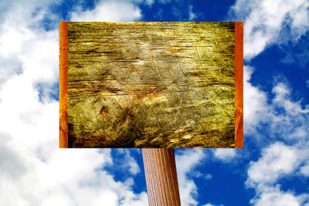 Advertising brown  wood  Billboard Over Skyの写真素材