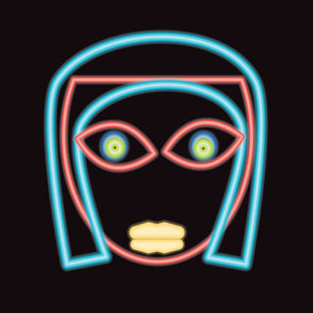glow neon girl faceのイラスト素材