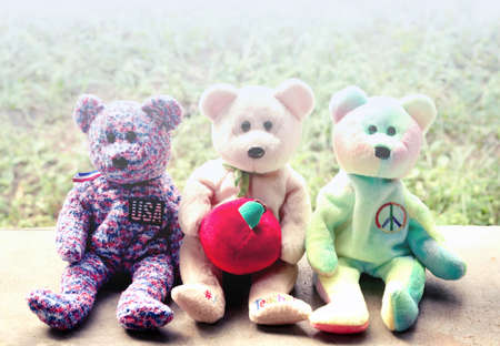 Three cute  bear dolls  in Sunlightの写真素材