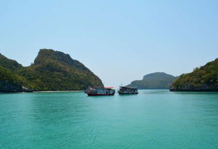 Beuatiful  sea with two boat in Thailand, ANGTHONG NATIONAL MARINE PARK , SURATTHANI PROVINCEの写真素材