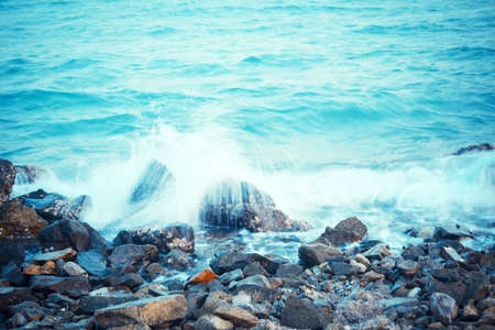 sea wave at the beach background   soft focus with filter effectの写真素材