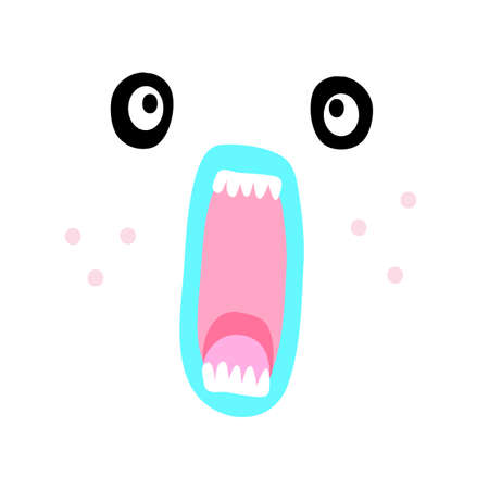 feeling surprised or shocked.angry face cute and doodle cartoonのイラスト素材