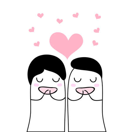lovely couple cartoon ,Sweet ,Romantic, Cuteのイラスト素材
