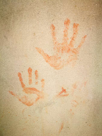 Hand print on concrete wallの写真素材