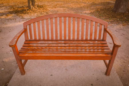 wooden  brown bench  in the park の写真素材