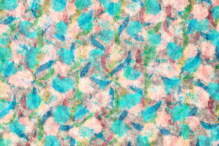 Brown  paper texture with blue and pink floral pattern and blue paint vintage  wallpaper background