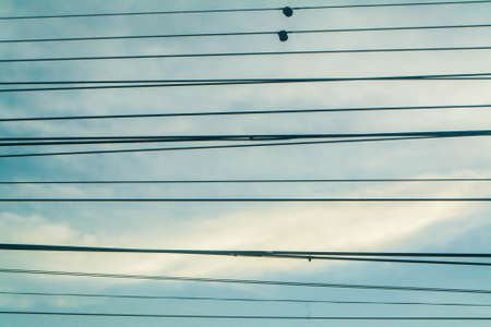 Electric  line cable backgroundの写真素材