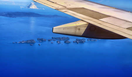 The sea and island, view from airplane window
