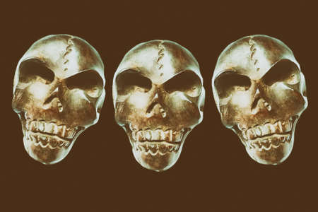 wooden skull photo abstract Haloween background