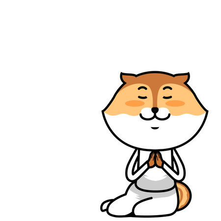 cute cartoon sitting  in meditation  vector eps.10のイラスト素材