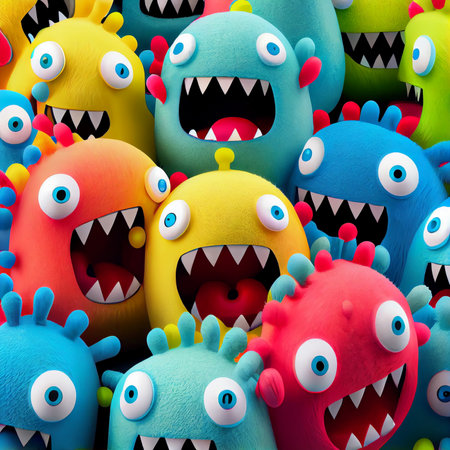 Colorful funny monsters background. illustration  patternの素材