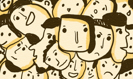 Hand drawn illustration of a group of people. Seamless pattern.の写真素材