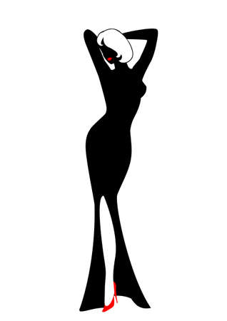 Silhouette of the harmonous woman on a white backgroundの写真素材