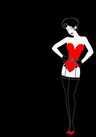 Silhouette of the harmonous woman on a black backgroundの写真素材