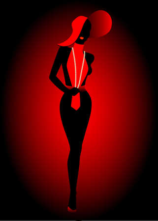 Silhouette of the harmonous woman on a black backgroundの写真素材