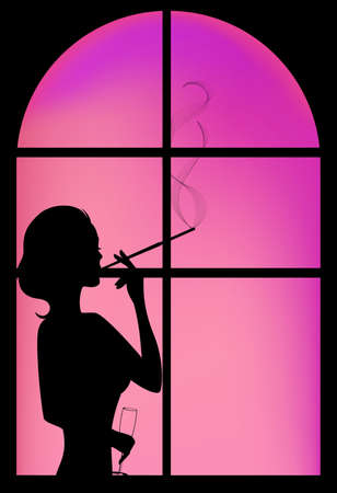 The beautiful woman with a wine glassの写真素材