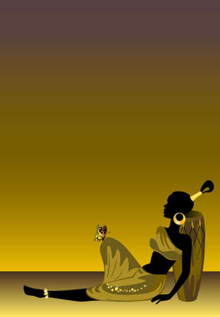 The African girl on a green backgroundの写真素材