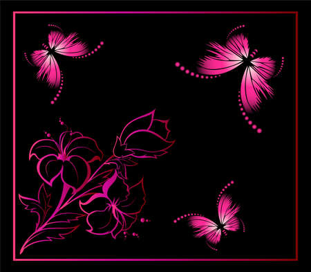 Beautiful framework from leaves and butterfliesの写真素材