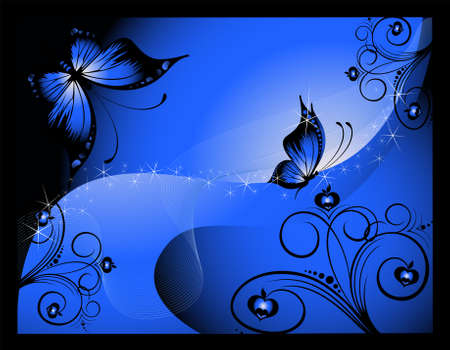 Beautiful framework from leaves and butterfliesの写真素材