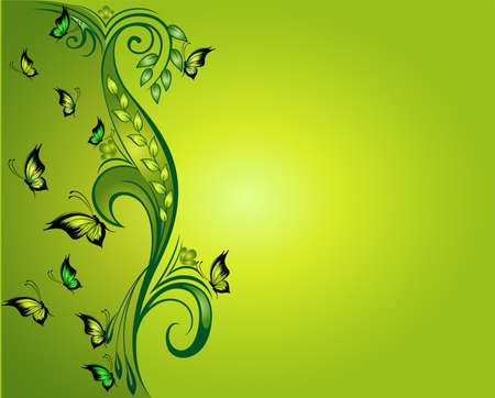 Beautiful framework from leaves and butterfliesの写真素材