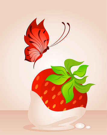 Beautiful juicy strawberry against on a dark backgroundの写真素材