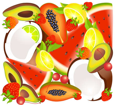 Beautiful bright background from tropical exotic fruitの写真素材
