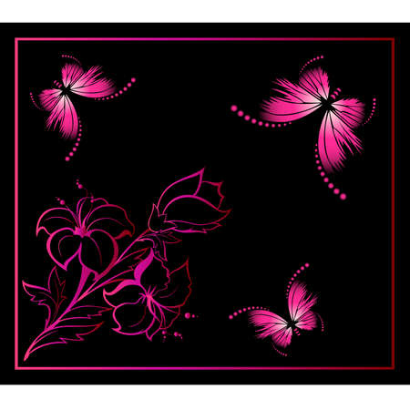 Beautiful framework from leaves and butterfliesのイラスト素材