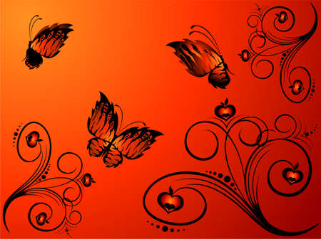 Beautiful framework from leaves and butterfliesのイラスト素材