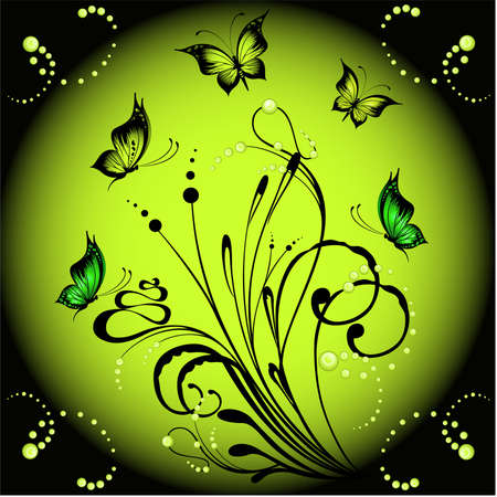 Beautiful framework from leaves and butterfliesのイラスト素材