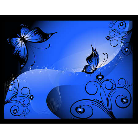 Beautiful framework from leaves and butterfliesのイラスト素材