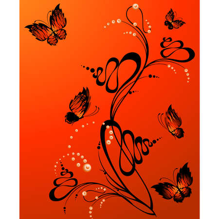 Beautiful framework from leaves and butterfliesのイラスト素材