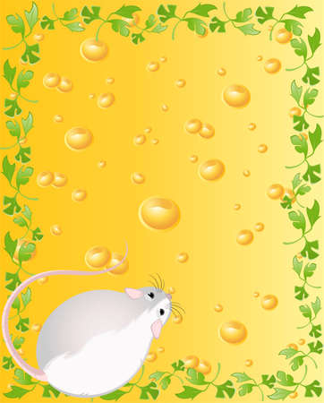 Two mice against from yellow cheese full of holesの写真素材