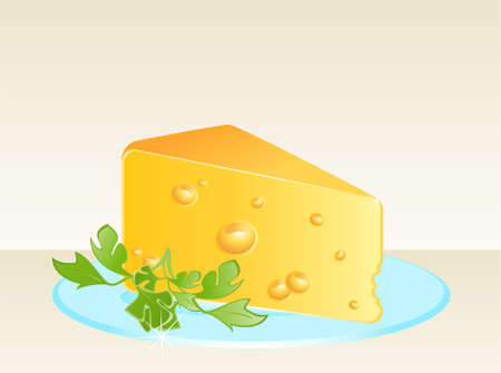 Tasty yellow cheese on a plateの写真素材