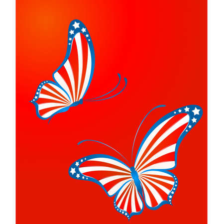 The beautiful abstract butterfly in the form of a flag of the USAのイラスト素材