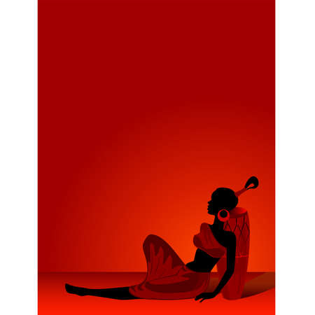 The African girl on a red backgroundのイラスト素材