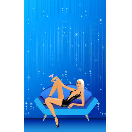 beautiful young girl in black dressesのイラスト素材