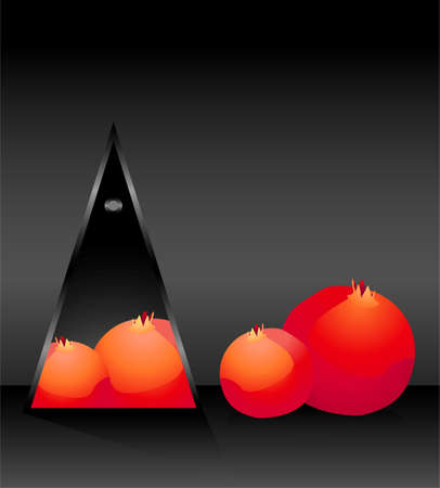 Beautiful bright card with the image of tropical pomegranateの写真素材