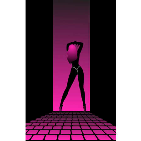  Beautiful silhouette of young women dancing a stripteaseのイラスト素材