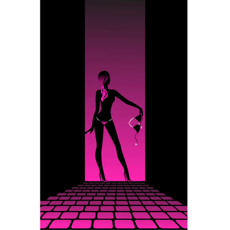  Beautiful silhouette of young women dancing a stripteaseのイラスト素材
