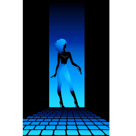  Beautiful silhouette of young women dancing a stripteaseのイラスト素材