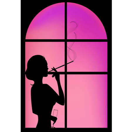 The beautiful woman with a wine glassのイラスト素材