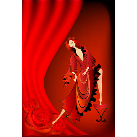 Spanish Girl In A Red Dressのイラスト素材