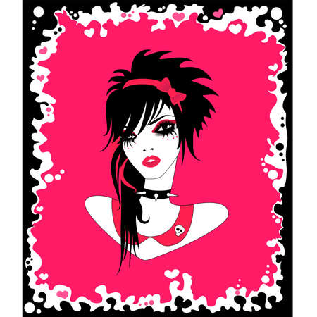  girl in punk fashionのイラスト素材