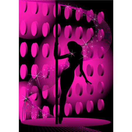  Beautiful silhouette of young women dancing a stripteaseのイラスト素材