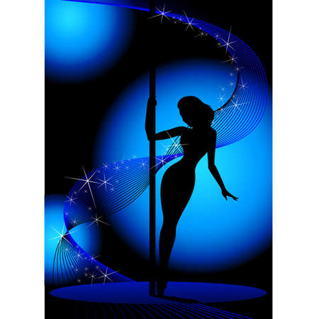  Beautiful silhouette of young women dancing a stripteaseのイラスト素材